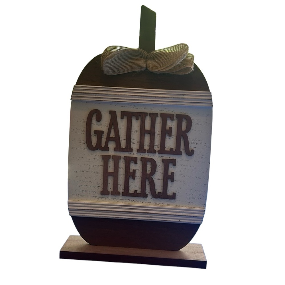 Gather Here Wooden Fall Pumpkin Decoration